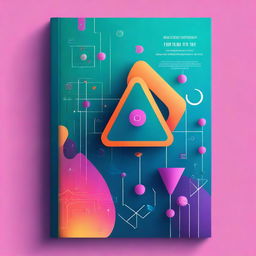 A captivating science book cover featuring a blend of futuristic elements, scientific symbols, and a vibrant color palette