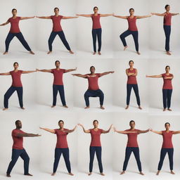 Collection of diverse human poses referencing the Atlas pose, including standing, sitting, bending, and stretching.