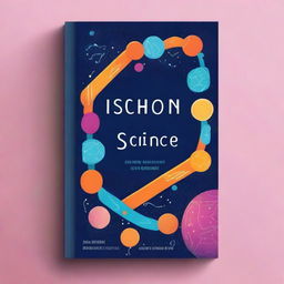 A captivating science book cover featuring a blend of modern scientific elements like DNA strands, atoms, and space exploration