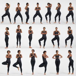 Collection of diverse human poses referencing the Atlas pose, including standing, sitting, bending, and stretching.