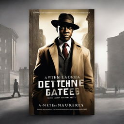 Create a book cover for a new detective series novel featuring a black man named Detective Gates