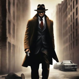 Create a book cover for a new detective series novel featuring a black man named Detective Gates