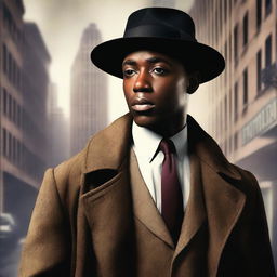 Create a book cover for a new detective series novel featuring a younger black man named Detective Gates