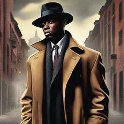 Create a book cover for a new detective series novel featuring a younger black man named Detective Gates