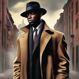 Create a book cover for a new detective series novel featuring a younger black man named Detective Gates