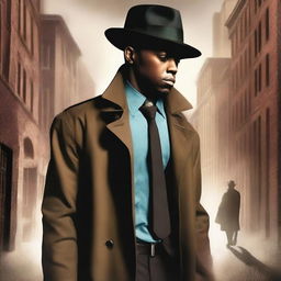 Create a book cover for a new detective series novel featuring a younger black man named Detective Gates