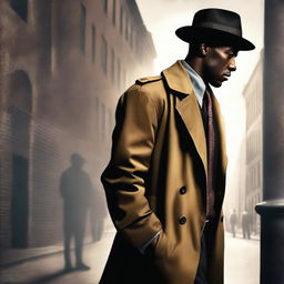 Create a book cover for a new detective series novel featuring a younger black man named Detective Gates