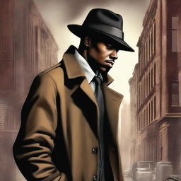 Create a book cover for a new detective series novel featuring a younger black man named Detective Gates