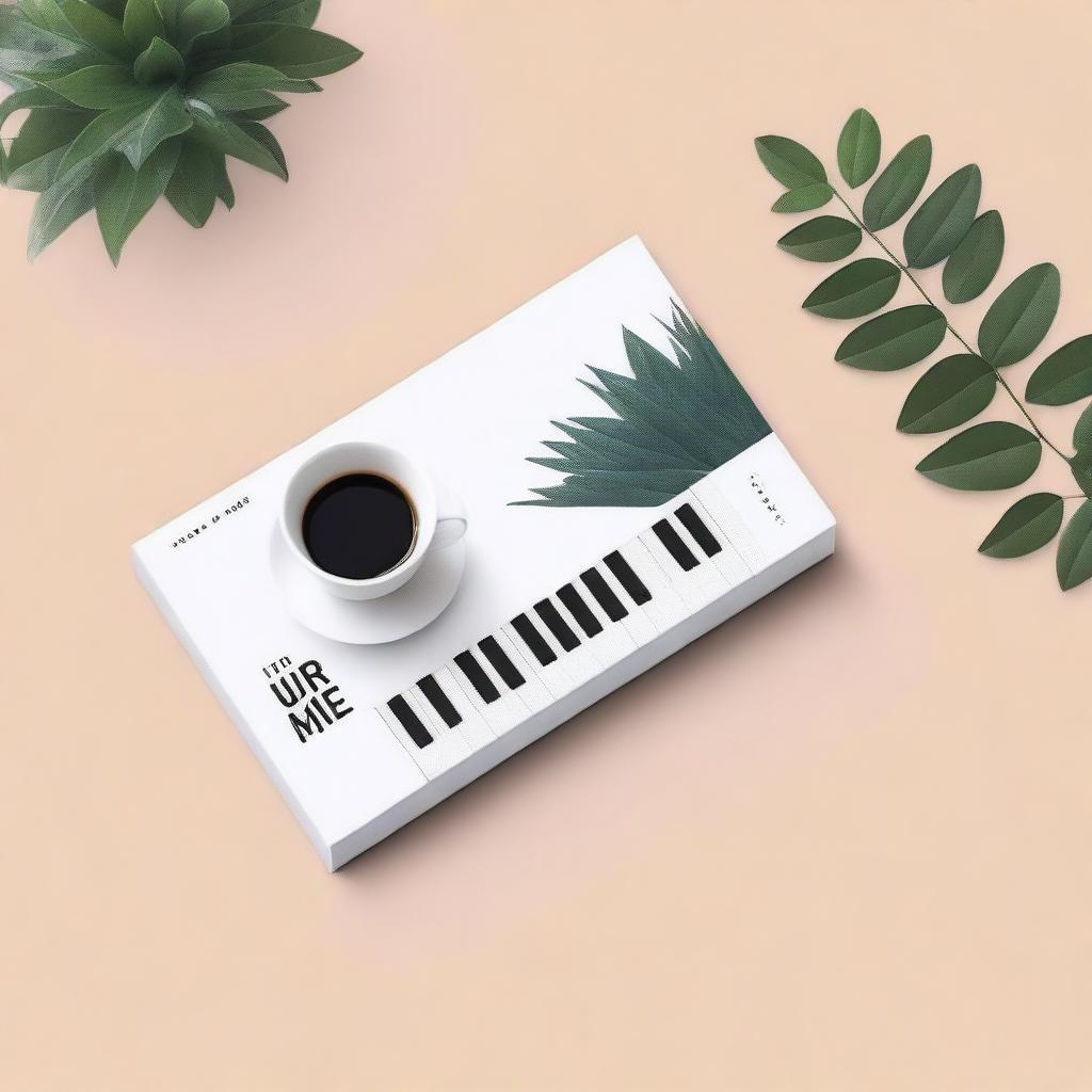 A book cover featuring a picture of a MIDI keyboard, a plant, and a cup of coffee