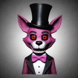 A cartoon version of Funtime Foxy from Five Nights at Freddy's, wearing a stylish top hat.