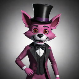 A cartoon version of Funtime Foxy from Five Nights at Freddy's, wearing a stylish top hat.