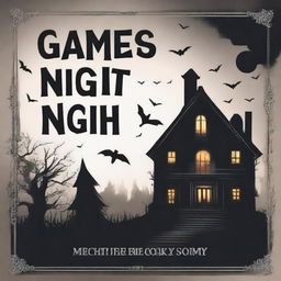 Design a front cover for a horror story titled 'Games Night'