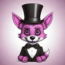 A cute cartoon drawing of Funtime Foxy from Five Nights at Freddy's, adorned with a fashionable top hat.