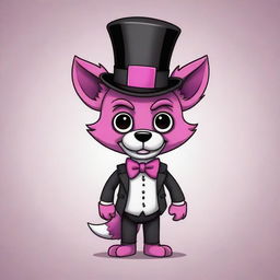 A cute cartoon drawing of Funtime Foxy from Five Nights at Freddy's, adorned with a fashionable top hat.