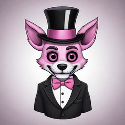 A cute cartoon drawing of Funtime Foxy from Five Nights at Freddy's, adorned with a fashionable top hat.