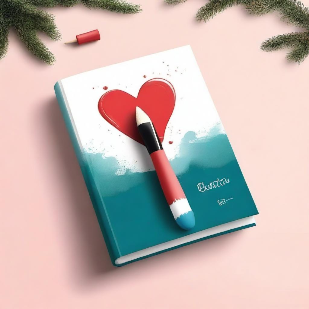 Create a simple and aesthetic book cover featuring an image of a paintbrush and a book