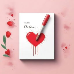 Create a simple and aesthetic book cover featuring an image of a paintbrush and a book