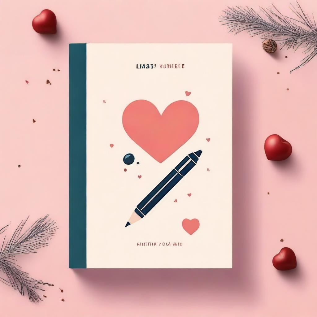 Create a simple and aesthetic book cover featuring an image of a pen and a book