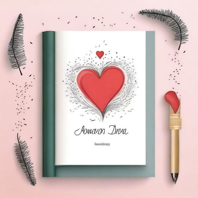 Create a simple and aesthetic book cover featuring an image of a pen and a book