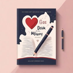 Create an out-of-the-box and aesthetic book cover featuring an image of a pen and a book