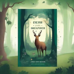 Create a captivating book cover featuring an enchanting forest with mystical creatures