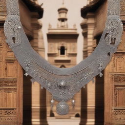 An image titled 'Kalung Kuno dari Seville' featuring an ancient necklace from Seville