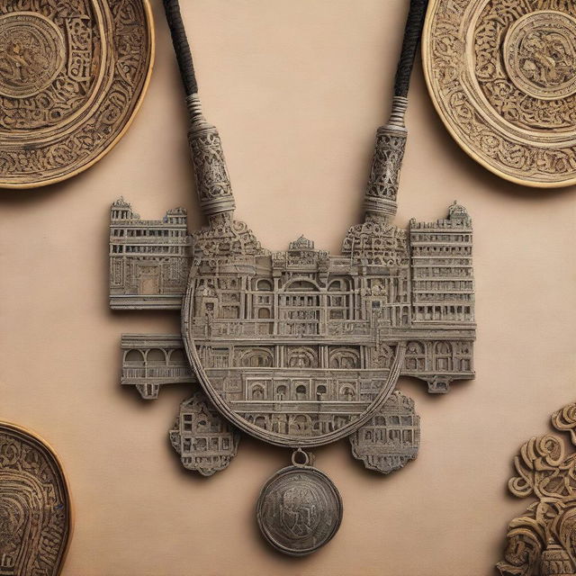 An image titled 'Kalung Kuno dari Seville' featuring an ancient necklace from Seville