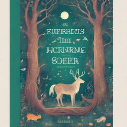 A captivating book cover featuring an enchanted forest with mystical creatures