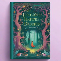 A captivating book cover featuring an enchanted forest with mystical creatures