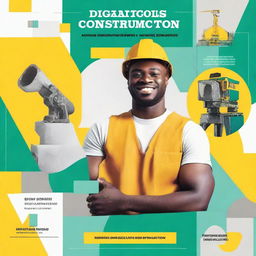 Design a book cover titled 'Digital Tools for Construction: A Beginner's Guide' with authors Goodluck Eromonsele and Daniel Elamah