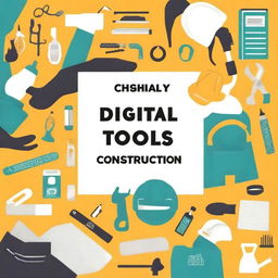 Design a book cover titled 'Digital Tools for Construction: A Beginner's Guide' with authors Goodluck Eromonsele and Daniel Elamah