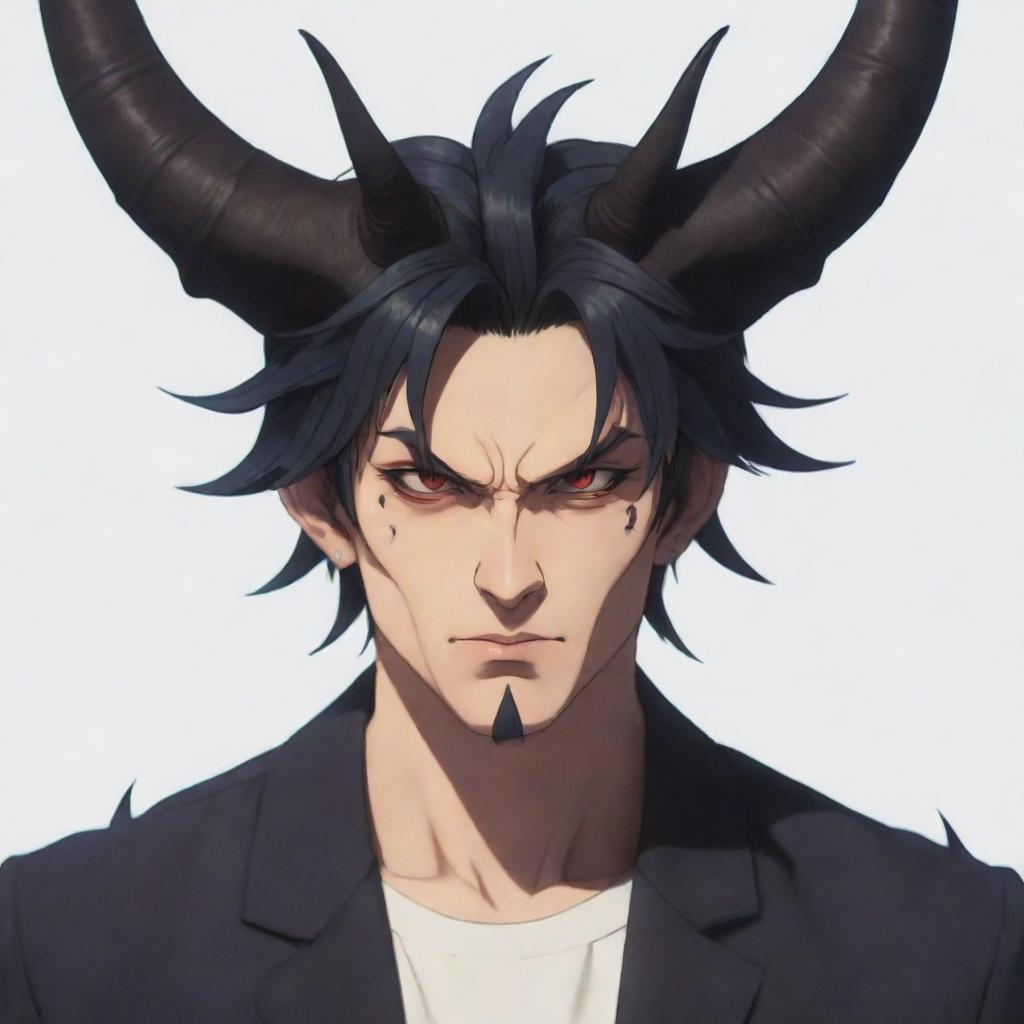 A male anime-style demon with menacing horns