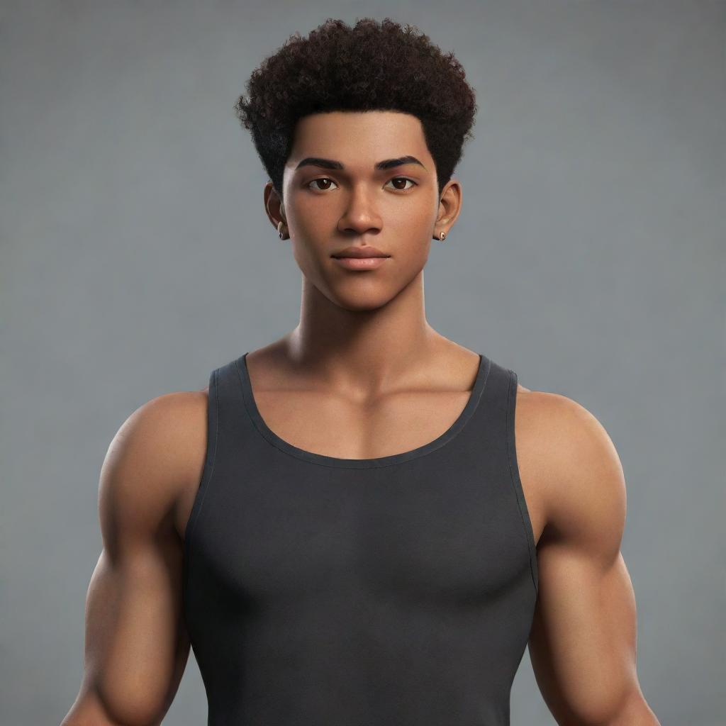 An animated male Gemini character of Blasian ethnicity