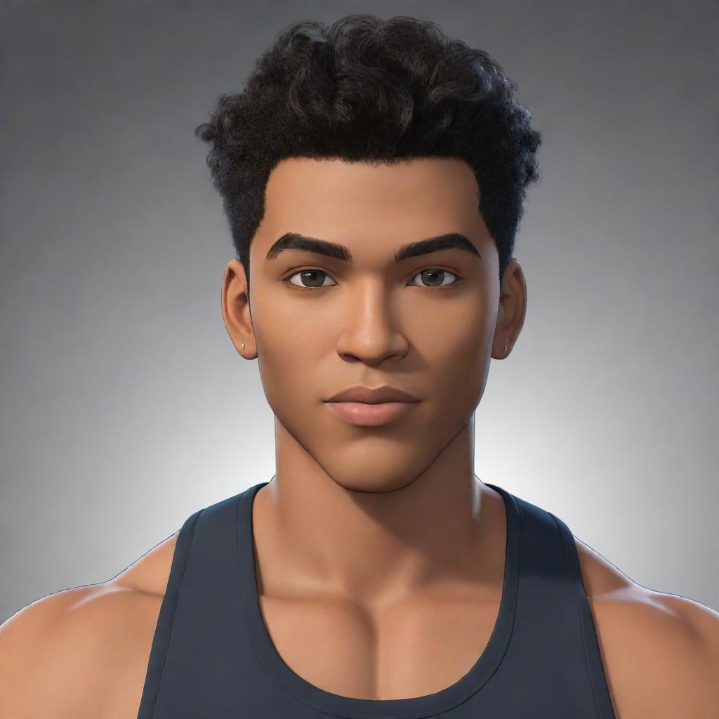 An animated male Gemini character of Blasian ethnicity