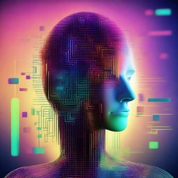 A creative and abstract representation of an AI image generator