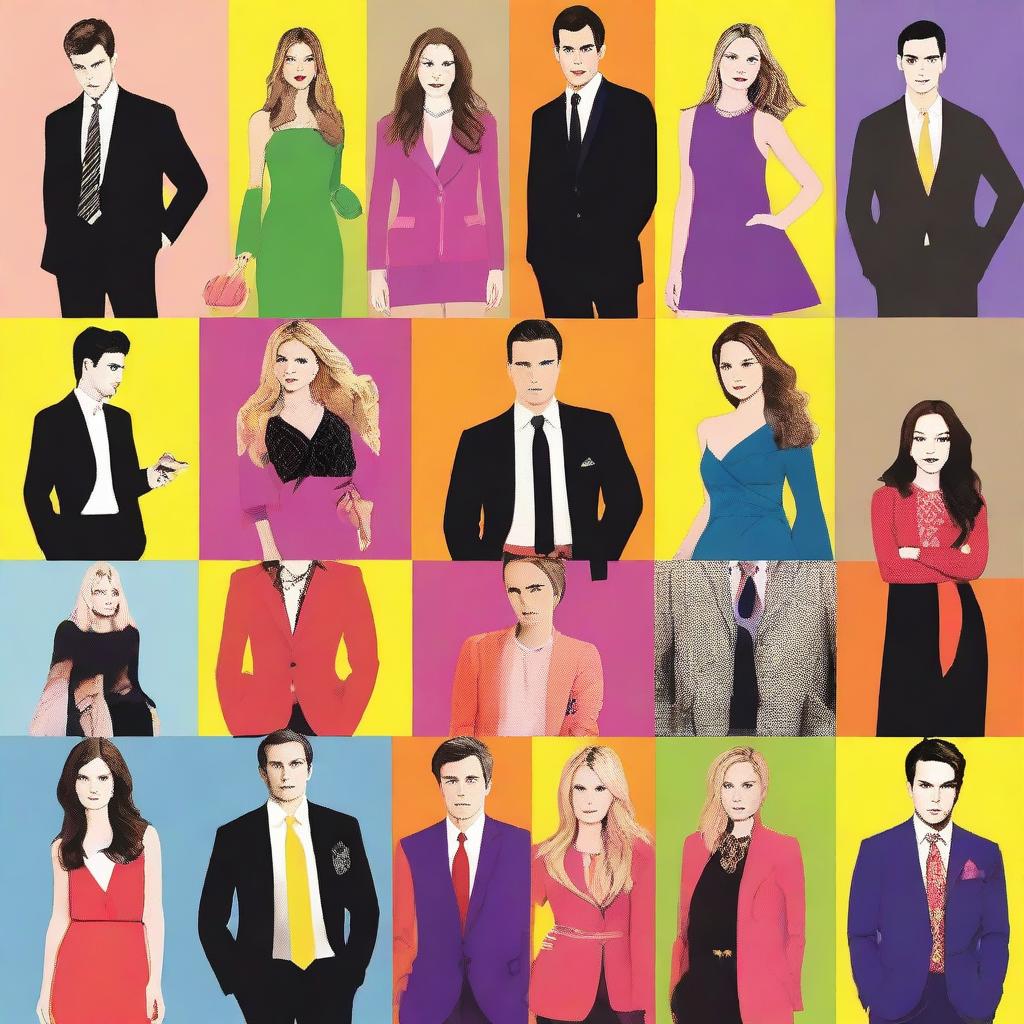 A fun and engaging quiz image asking 'Which Gossip Girl character are you?' with vibrant colors, stylish fonts, and images of the main characters from the Gossip Girl series