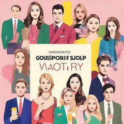 A fun and engaging quiz image asking 'Which Gossip Girl character are you?' with vibrant colors, stylish fonts, and images of the main characters from the Gossip Girl series