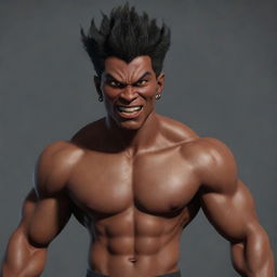 An animated male demon character of Blasian ethnicity