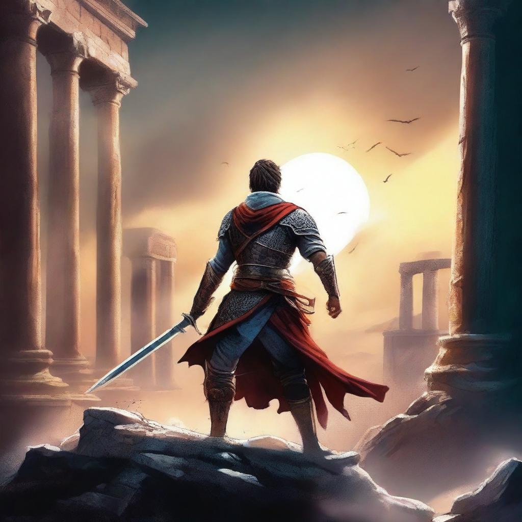 A captivating cover for a novel featuring a swordsman warrior