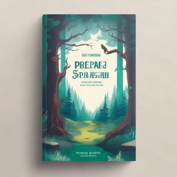 Create a captivating novel cover featuring a mysterious forest with a hidden path