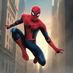 A dynamic and action-packed scene featuring Spider-Man in the midst of a dramatic transformation