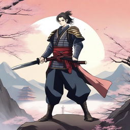 A detailed anime-style illustration of a sword-wielding warrior