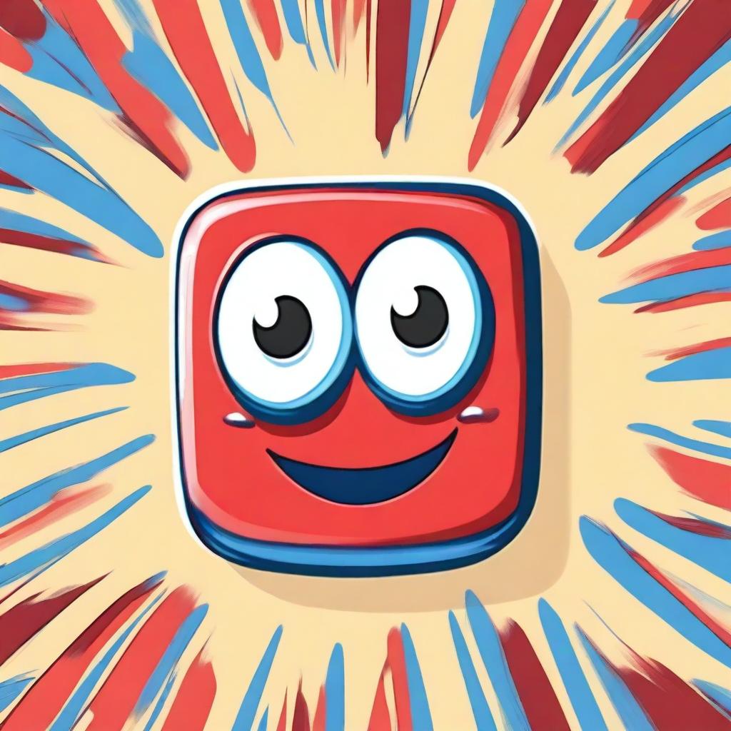 A cartoon illustration of a red and blue magnet with eyes