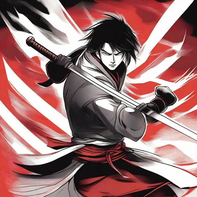 A manga-style illustration of a sword warrior