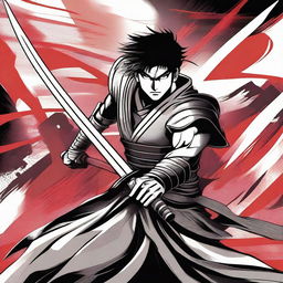 A manga-style illustration of a sword warrior