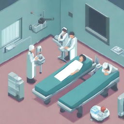 A pixel art depiction of a hospital operation room