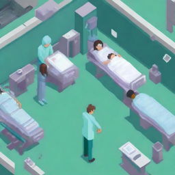 A pixel art depiction of a hospital operation room