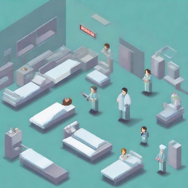 A pixel art depiction of a hospital operation room