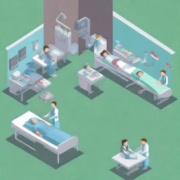 A pixel art depiction of a hospital operation room