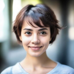 A portrait of a girl with short hair